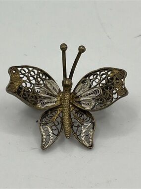 VTG 800 Silver Czech Enamel Filigree Butterfly Brooch Signed